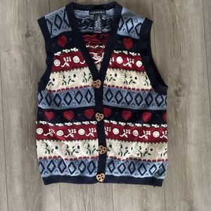 Eagle's Eye Collectibles 1990s Sweater Vest Crochet Knit L‎ Teacher Vintage